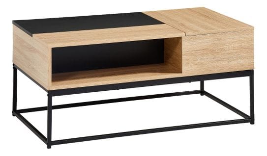 Table basse rectangle TIME chêne sonoma/ noir VINCENTE