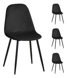 4 chaises LYNETTE 2 velours côtelé Noir pour le prix de 3