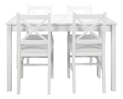 Coin repas table + 4 chaises OWEN blanc