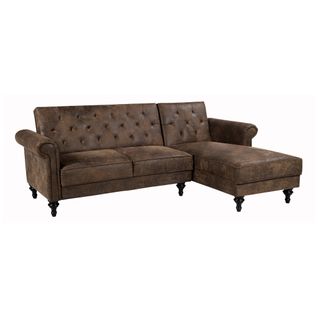 Canapé d'angle convertible méridienne droite COLETTA tissu vintage