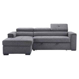 Canapé d'angle convertible méridienne gauche RIO tissu gris