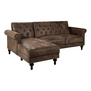 Canapé d'angle convertible méridienne gauche COLETTA tissu vintage