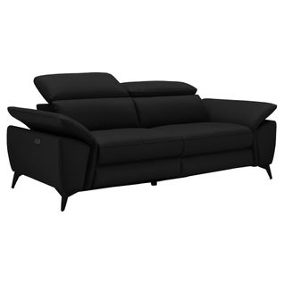 Canapé 3 places fixe  NEWPORT cuir et croûte de cuir noir