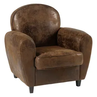 Fauteuil Vintage  CLUB tissu microfibre marron