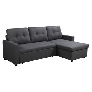 Canapé d'angle convertible méridienne réversible SYRA tissu gris foncé