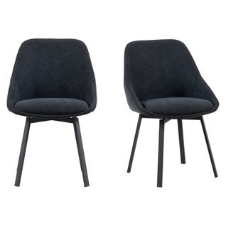 Lot de 2 chaises rotatives STORM tissu noir