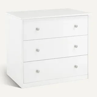 Commode 3 tiroirs BLOOM Blanc vue 3/4