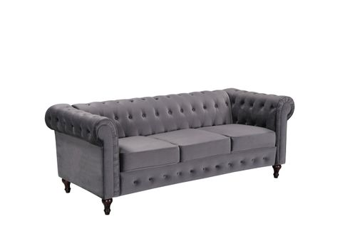 Canapé Chesterfield CHESS 3 places tissu Gris