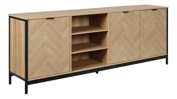 Buffet 3 portes L.195cm OMALLEY 2 Imitation chêne sonoma et noir