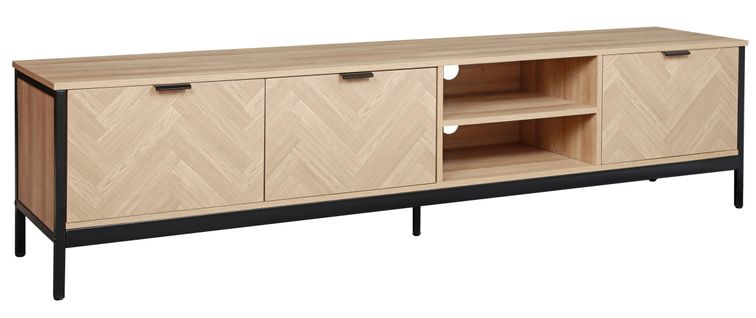 Meuble TV 3 portes L.190 cm OMALLEY 2 imitation chêne sonoma et noir