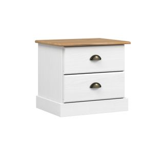 Chevet 2 tiroirs STANFORD pin blanc/miel