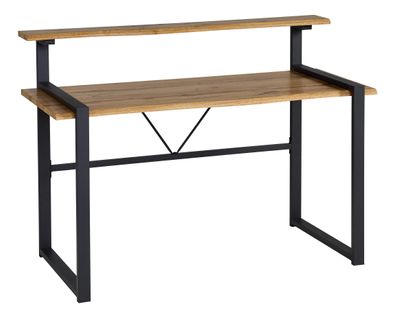 Bureau avec réhausse LARRY imitation chêne et noir