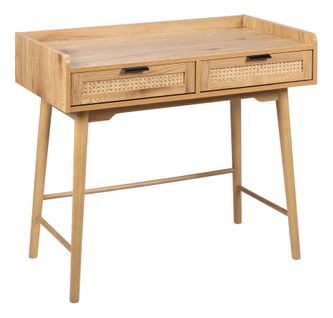 Bureau 2 tiroirs LAUSANE rotin