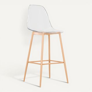 Tabouret de bar H. 74 cm LYNETTE transparent vue 3/4