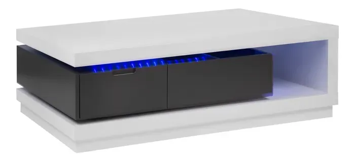 Table basse LED design FEVER 4 blanc laqué et gris