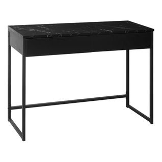 Console 2 tiroirs MINA imitation marbre noir et acier