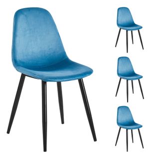 Lot de 4 chaises LYNETTE velours bleu