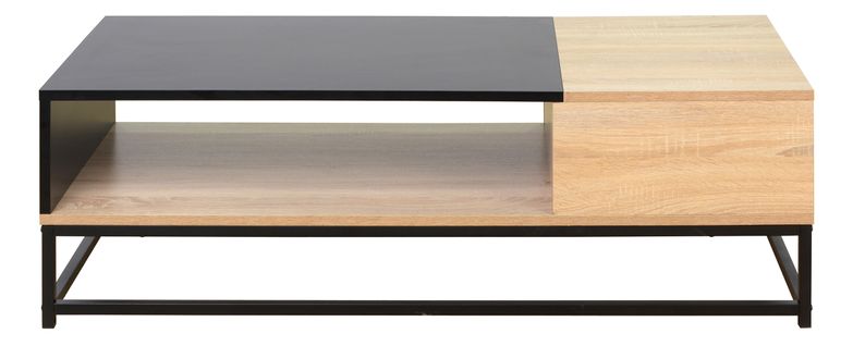 Table basse L.130 cm VINCENTE imitation chêne et noir