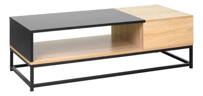 Table basse L.130 cm VINCENTE imitation chêne et noir