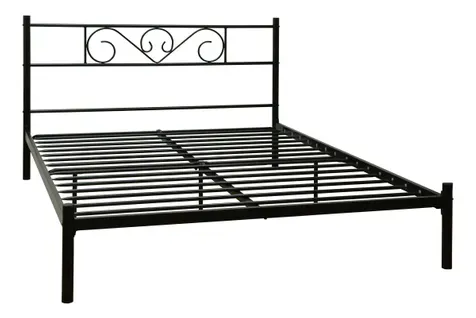 Lit avec sommier 140x190 cm HILA métal noir vue 3/4