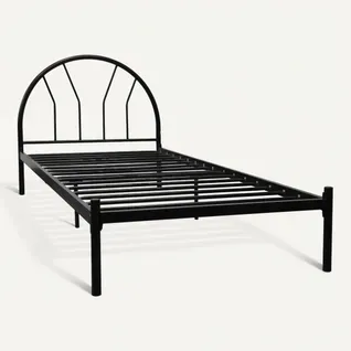 Lit avec sommier 90x190 cm SUNSHINE métal noir vue 3/4