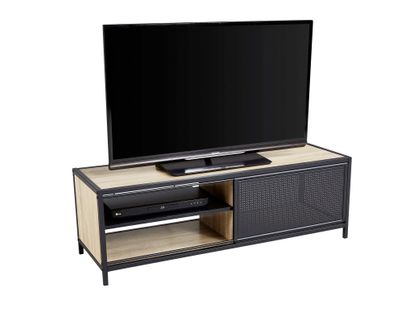 Meuble TV L. 120 cm OSKAR Imitation chêne et noir