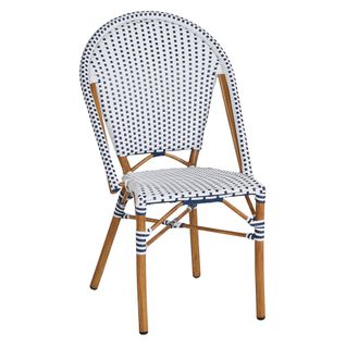Chaise FLORA imitation bois, blanc et bleu