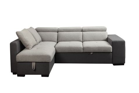 Canapé d'angle convertible gauche RICKY tissu gris foncé et gris clair