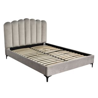 Lit 140x190 cm BOUDOU velours gris