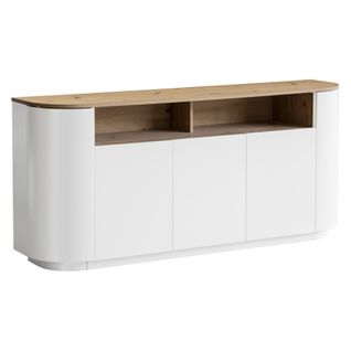 Buffet 5 portes RONDY imitation chêne et blanc