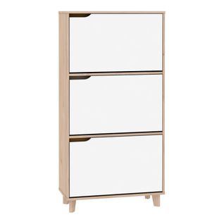 Meuble à chaussures NORDIC blanc et imitation chêne