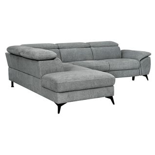 Canapé angle gauche relax électrique NEWPORT III tissu gris clair