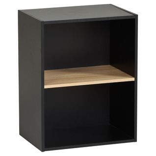 Etagère 2 cases POYANG 3 Noir et imitation chêne