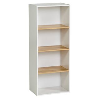 Etagère 4 cases POYANG 3 Blanc et imitation chêne