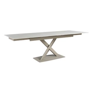 Table céramique L. 160/240 EVORA allonges imitation travertin