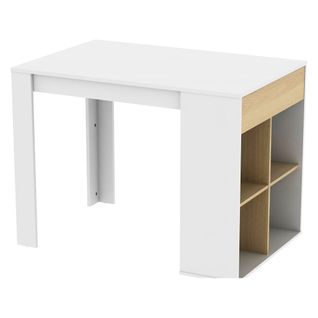 Ilot central H.90cm ERIC imitation chêne et blanc