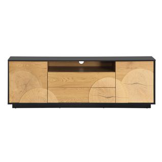 Meuble TV L.170cm CHARLINE imitation chêne et noir