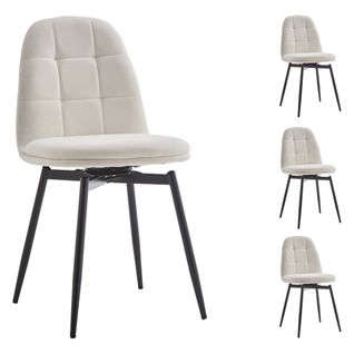 Lot de 4 chaises pivotantes LAURIE tissu blanc