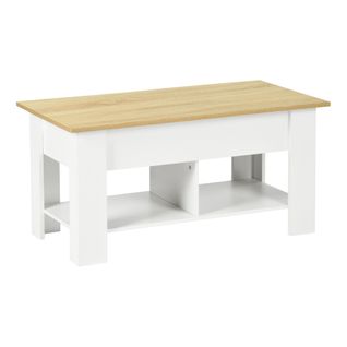 Table basse avec plateau relevable LIDIA Blanc et chêne