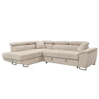 Canapé d'angle gauche convertible ILAN tissu beige