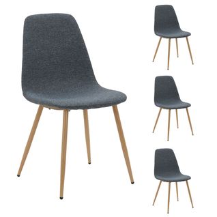 Lot de 4 chaises AUDE tissu bleu gris
