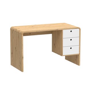 Bureau droit avec tiroir JOEY imitation chêne et blanc