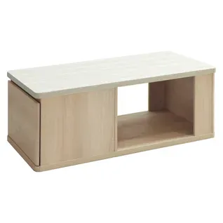 Table basse HONORINE effet travertin et imitation chêne