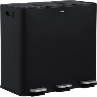 Casabel Poubelle Tri Sélectif 3x20l, Acier Inox Noir, Poubelle 60l Cuisine Rectangulaire à Pédales