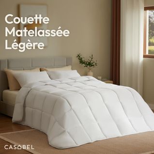 Couette 240x260 cm, 300 gsm Polyester 4 Saisons - Respirante, Thermorégulatrice, Lavable