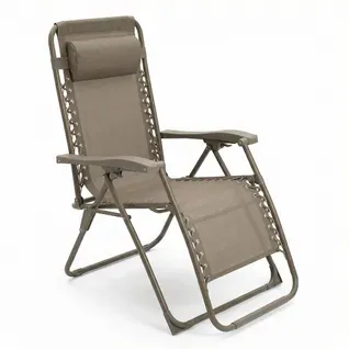 Chaise Pliante Zéro Gravité Taupe, Fauteuil Jardin Inclinable