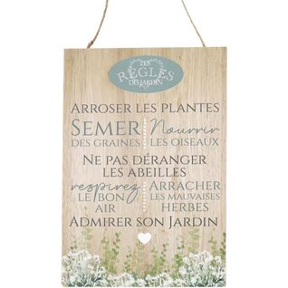 Plaque En Bois Règles Du Jardin 20 X 30 Cm