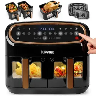 Friteuse à Air Avec 1 Tiroir De 10l Et 2 Tiroirs De 5l Cuisson Préréglés Sans Huile Duronic Af34 Bg