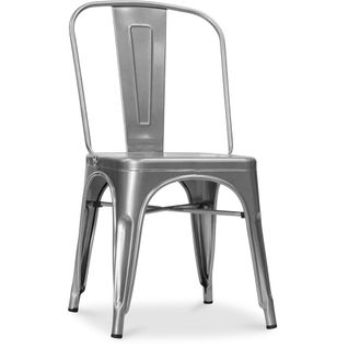 Chaise Style Bistrot Metalix - Siège Carré - Métal Argenté