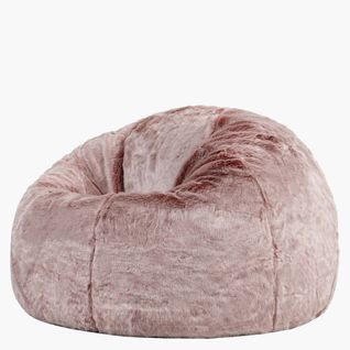 Pouf Poire Icon Fausse Fourrure Rose Poudré, Salon, Chambre, 85 X 85cm